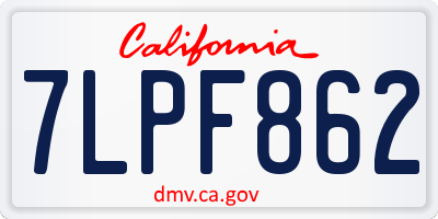 CA license plate 7LPF862