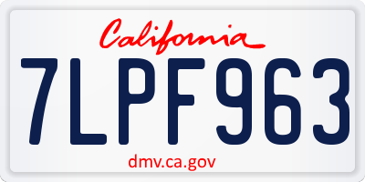 CA license plate 7LPF963