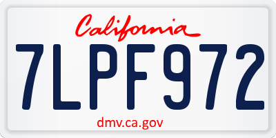 CA license plate 7LPF972