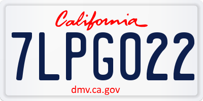 CA license plate 7LPG022