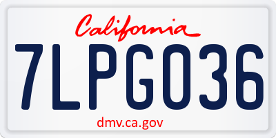 CA license plate 7LPG036