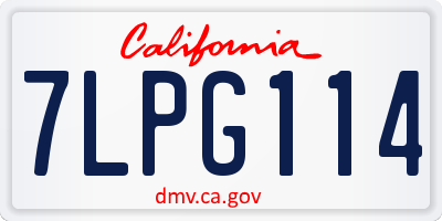 CA license plate 7LPG114
