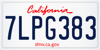 CA license plate 7LPG383