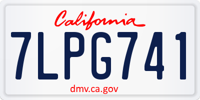 CA license plate 7LPG741