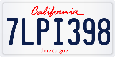 CA license plate 7LPI398