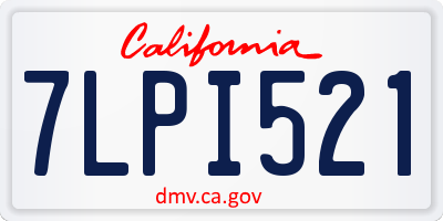 CA license plate 7LPI521