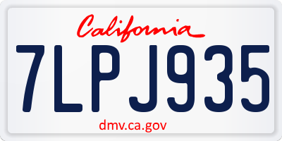 CA license plate 7LPJ935