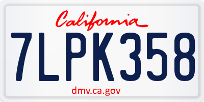 CA license plate 7LPK358