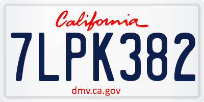 CA license plate 7LPK382