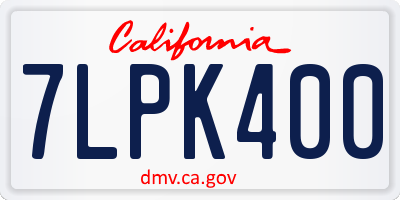 CA license plate 7LPK400