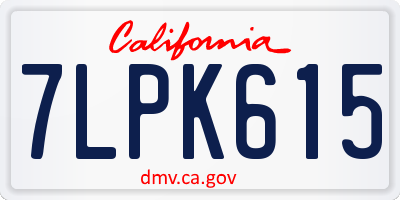 CA license plate 7LPK615