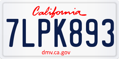 CA license plate 7LPK893
