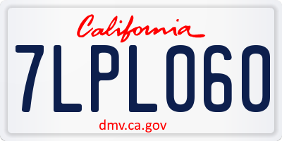 CA license plate 7LPL060