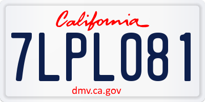 CA license plate 7LPL081