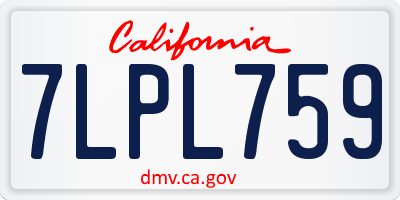CA license plate 7LPL759