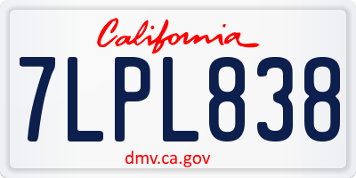CA license plate 7LPL838
