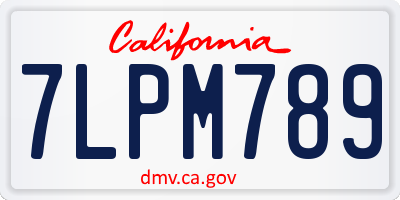 CA license plate 7LPM789