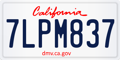 CA license plate 7LPM837
