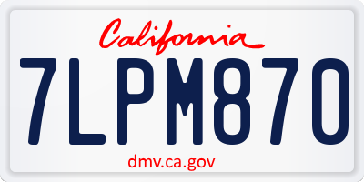 CA license plate 7LPM870