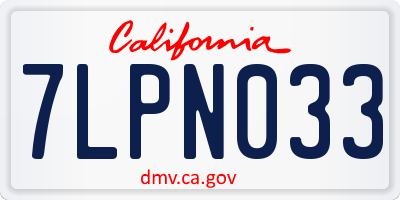 CA license plate 7LPN033