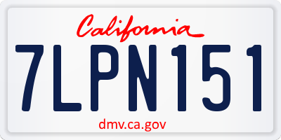 CA license plate 7LPN151