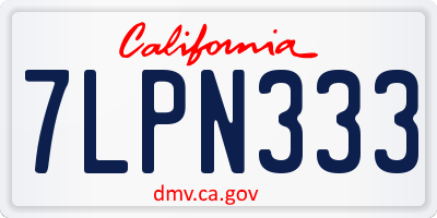 CA license plate 7LPN333
