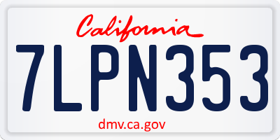 CA license plate 7LPN353