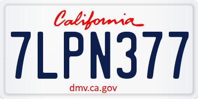 CA license plate 7LPN377
