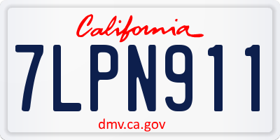CA license plate 7LPN911