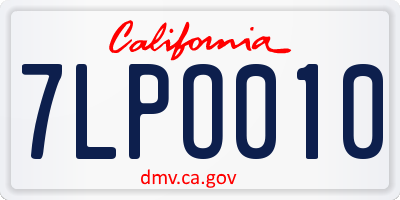 CA license plate 7LPO010