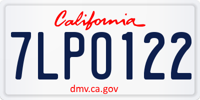 CA license plate 7LPO122