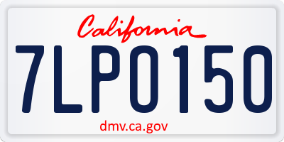 CA license plate 7LPO150