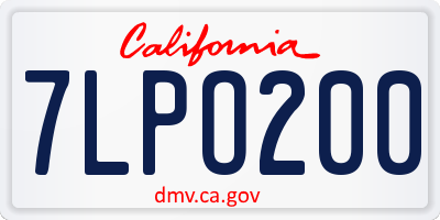 CA license plate 7LPO200