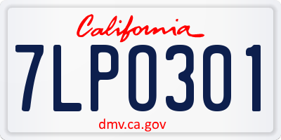 CA license plate 7LPO301