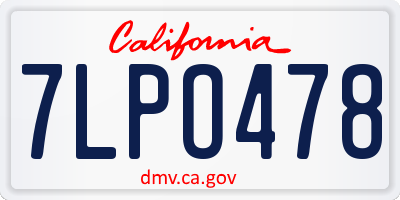 CA license plate 7LPO478