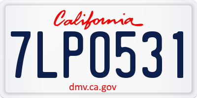CA license plate 7LPO531