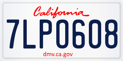 CA license plate 7LPO608