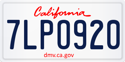CA license plate 7LPO920