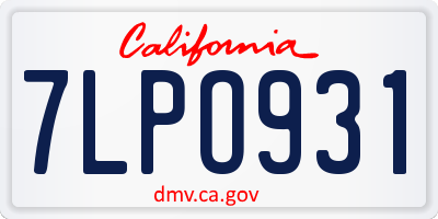 CA license plate 7LPO931