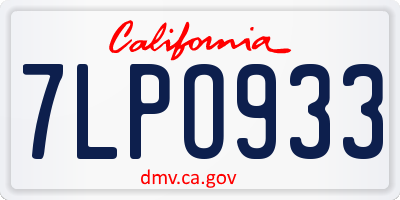 CA license plate 7LPO933