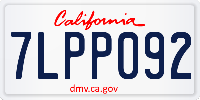 CA license plate 7LPP092