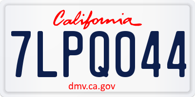 CA license plate 7LPQ044