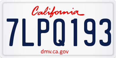 CA license plate 7LPQ193