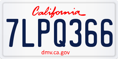 CA license plate 7LPQ366