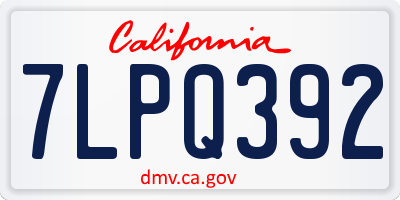 CA license plate 7LPQ392