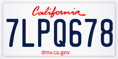 CA license plate 7LPQ678