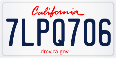 CA license plate 7LPQ706