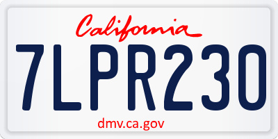 CA license plate 7LPR230