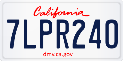CA license plate 7LPR240