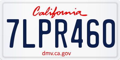 CA license plate 7LPR460